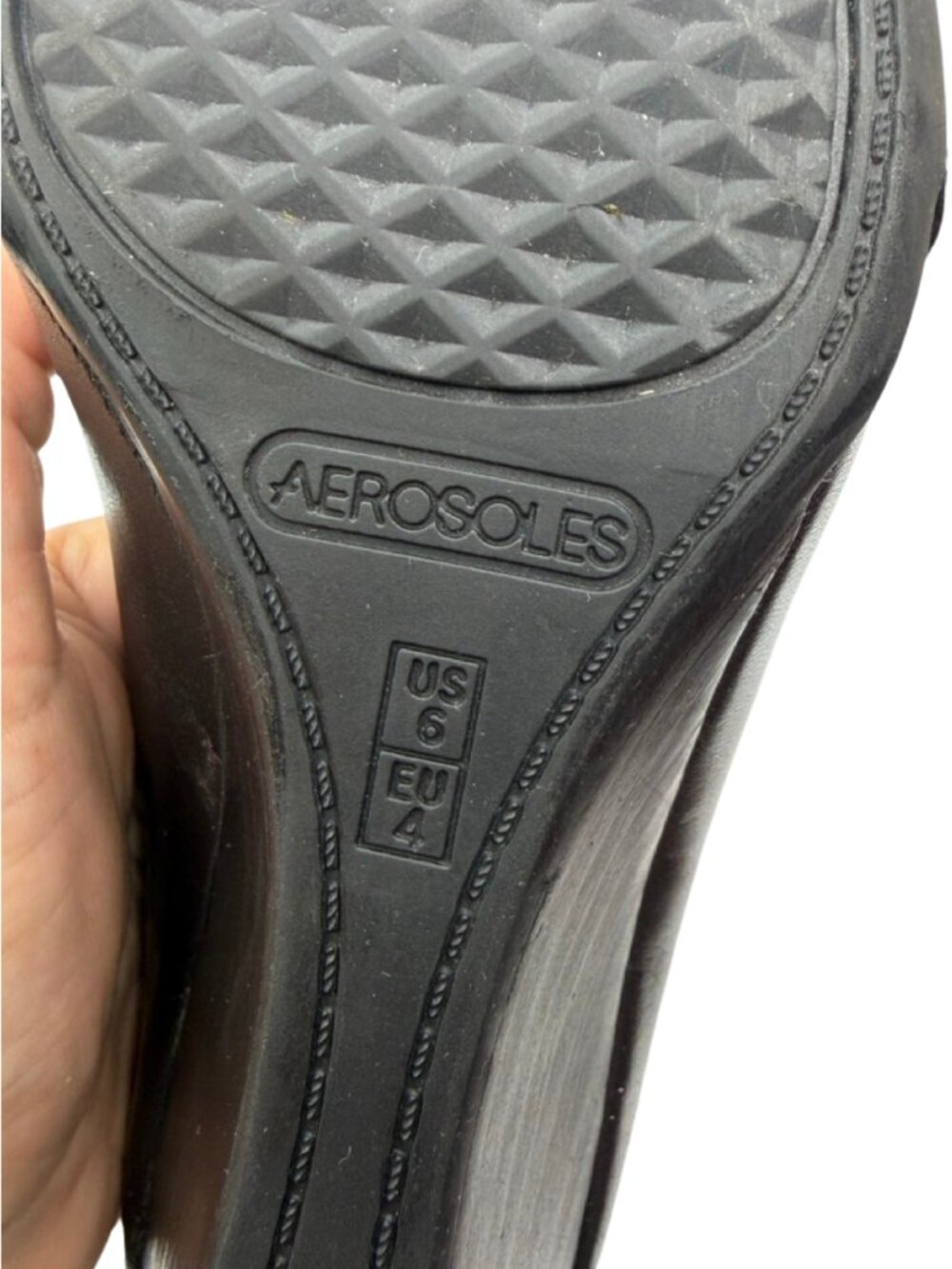 Aerosoles NIB Inner Circle Black Leather Wedge Pumps Heels Slip On Loafer Size 6 - Picture 7 of 9
